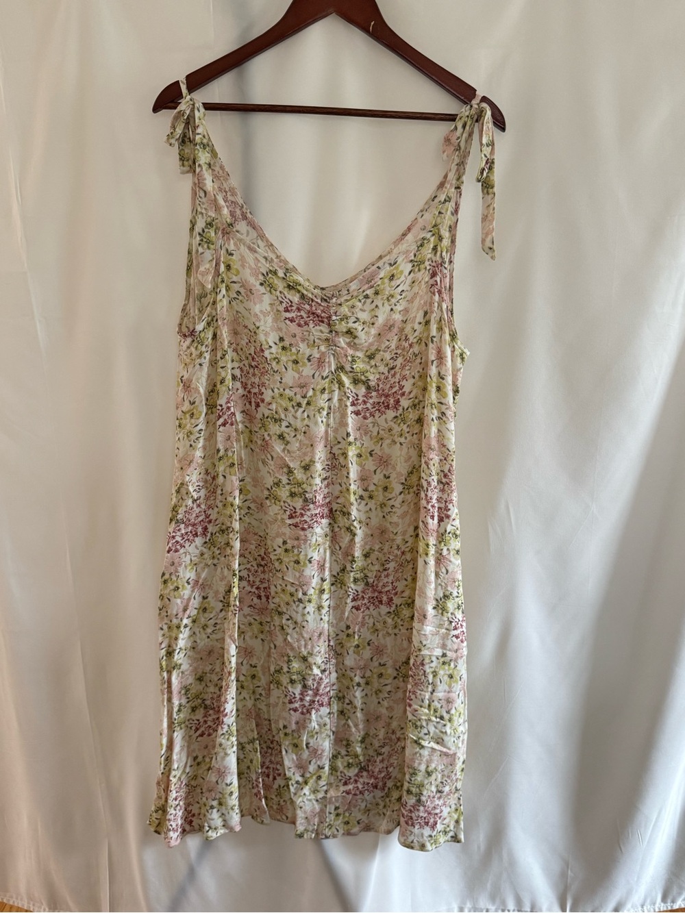 H&M Maternity Floral Tie-Shoulder Slip Dress in Pink and Green
